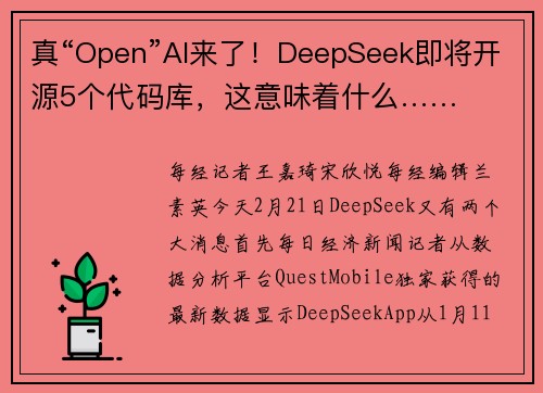 真“Open”AI来了！DeepSeek即将开源5个代码库，这意味着什么……